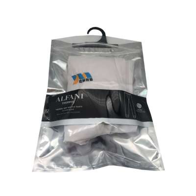 High quality eco-friendly zip lock clear garment packaging bag with hanger